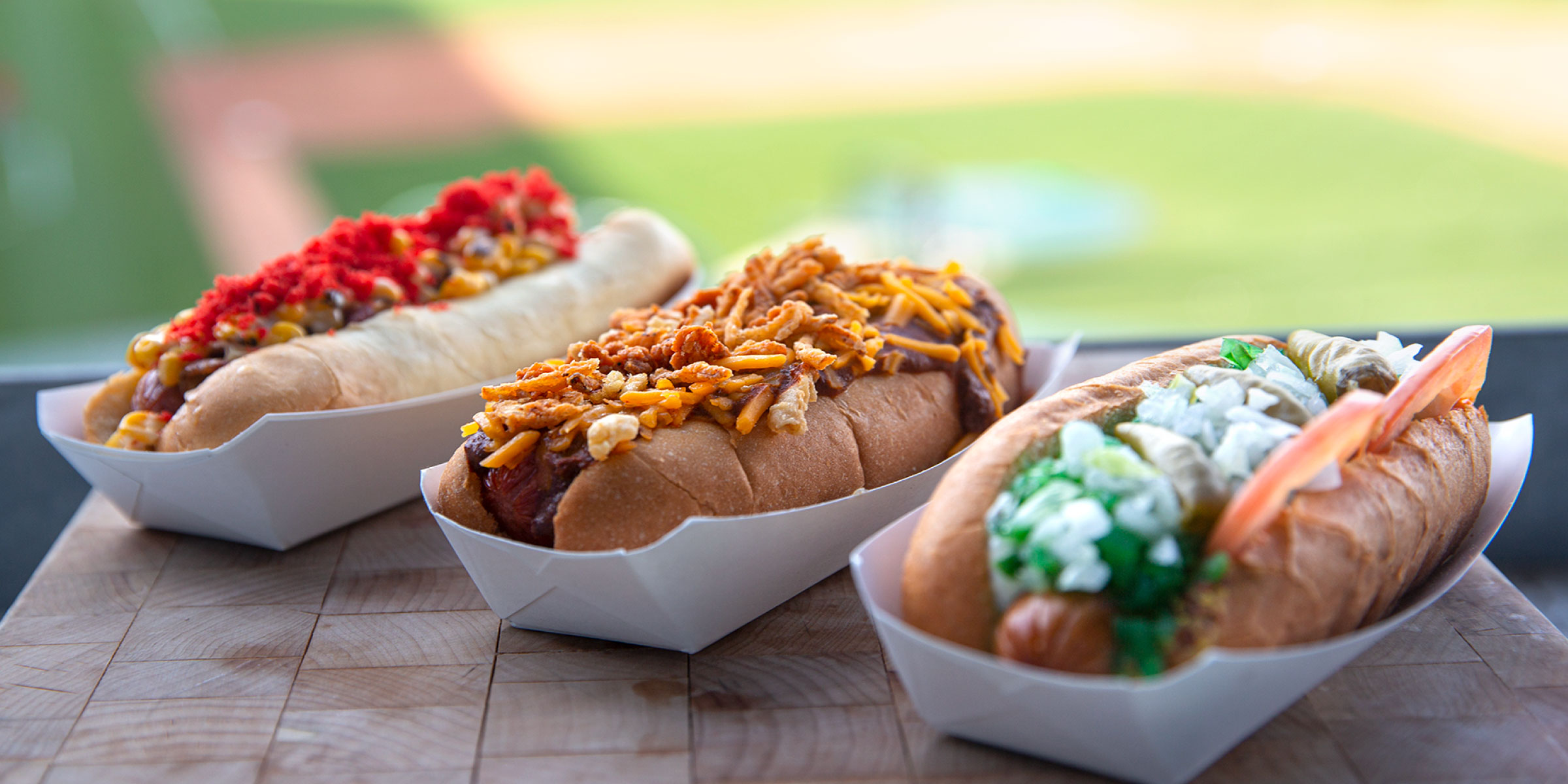 hotdogs in three styles